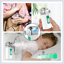 Load image into Gallery viewer, Portable Nebulizer, Nebulizer Machine for Adults Quiet Nebulizer Machine for Kids Silent Mini Handheld Mesh Nebulizer USB/Battery Operated Nebulizers for Travel, Green
