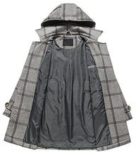 Load image into Gallery viewer, Chrisuno Women's Notch Lapel Double Breasted Mid-Long Wool Pea Coat Grey Plaid S

