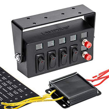 Load image into Gallery viewer, SWBX42 12V Rocker Switch Box [4 x 15A ON/OFF] [2 x 5A Momentary] [70 Amp Max.] [Backlit LED] 12 Volt DC SPST Rocker Toggle Switch Panel Box for Auto Automotive Lights Car Marine Boat Truck
