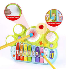 Load image into Gallery viewer, fisca 3 in 1 Musical Instruments Toys, Electronic Piano Keyboard Xylophone Drum Set - Learning Toys with Lights for Baby &amp; Toddler 1 2 3 Year Old Boys and Girls
