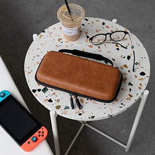 Load image into Gallery viewer, Comfyable Carrying Hard Case for Nintendo Switch OLED 2021 with 10 Game Slots, Faux PU Leather Portable Travel Pouch Protective Waterproof Cover with Pocket for Accessories, Brown
