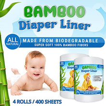Load image into Gallery viewer, Ravel Bamboo Unscented Diaper Liners - 100% Bamboo Disposable Cloth Diaper Inserts, Gently and Soft Biodegradable, Chlorine &amp; Dye and Fragrance Free- 100 Sheets Per Roll, (4PK) 400 - (4 Roll, Bamboo)
