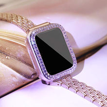 Load image into Gallery viewer, DSYTOM Compatible Apple Watch Band 38mm 40mm 42mm 44mm with Case Women,Rhinestone Metal Jewelry Wristband Strap with Bling PC Protective Case Replacement for iWatch Series 5 4 3 2 1(38mm Champagne)
