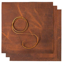Load image into Gallery viewer, Genuine Leather Sheets for Leather Crafts - Full Grain Buffalo Leather Squares- Great for Jewelry, Leather Wallets, Arts &amp; Crafts – Includes 3 Sheets (12x12")+ Leather Cord (36")

