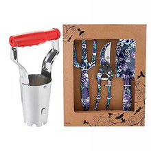 Load image into Gallery viewer, FLORA GUARD Bulb Planter with Depth Mark- Ideal Bulb Transplanter for Planting and FLORA GUARD 3 Piece Aluminum Garden Tool Set - Trowel, Cultivator, Pruning Shear, Gift Set for Gardenin
