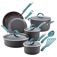 Load image into Gallery viewer, Rachael Ray Cucina Hard Anodized Nonstick Cookware Pots and Pans Set, 12 Piece, Gray with Blue Handles
