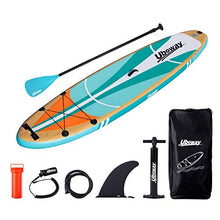 Load image into Gallery viewer, Uboway Inflatable Paddle Boards Stand Up: 10/11 feet SUP with Adjustable Paddle Backpack Pump Leash Fin Youth Adults Standup Paddleboard (Teal)

