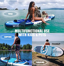 Load image into Gallery viewer, Highpi Inflatable Stand Up Paddle Board 10'6''x32''x6''W Premium SUP Accessories &amp; Backpack, Wide Stance, Surf Control, Non-Slip Deck, Leash, Paddle and Pump, Standing Boat for Youth &amp; Adult…
