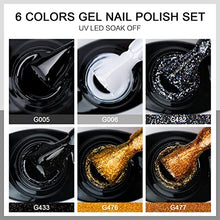 Load image into Gallery viewer, Morovan Gel Nail Polish Kit Black Golden Set - 6 Colors White Silver Gel Polish Soak Off LED UV Nail Gel Starter Kit Gift DIY Nail Art Manicure Home 10ml
