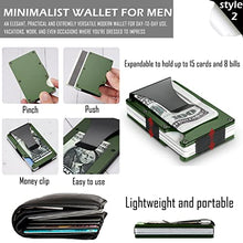 Load image into Gallery viewer, I-sper 2 Pack Minimalist Wallet for Men, Credit Card Holder RFID Blocking tec,1 Pack Pop Up Wallet (Gray) and 1 Pack Metal Slim Mens Wallet with Money Clip(ArmyGreen),Two Styles Two Feelings
