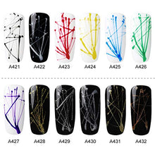 Load image into Gallery viewer, ROSALIND Spider Gel Nail Art Design Pulling Line Silk 12 Colors Set DIY Line Painting Design Lacquer Silver Gold Nail Decorations 5ml
