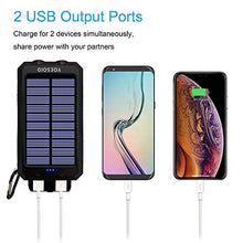 Load image into Gallery viewer, Solar Charger 20000mAh YOESOID Portable Solar Power Bank External Backup Battery Pack Waterproof Solar Phone Charger with Dual USB Ports 2 LED Light Carabiner and Compass for Smartphones
