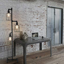 Load image into Gallery viewer, NIUYAO Industrial Style 60'' High Track Tree Floor Lamp Iron Cage 3 Lights Pipe LED Floor Light Fixture Black 409434
