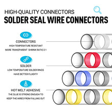 Load image into Gallery viewer, Solder Seal Wire Connectors, Heat Shrink Butt Connectors, Waterproof Insulated Electrical Terminals Kit, Splice Wire Terminals for Marine Automotive Boat Truck Wire Joint (4Colors)
