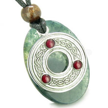 Load image into Gallery viewer, BestAmulets Amulet Celtic Triquetra Protection Knot Moss Agate Good Luck Pendant Necklace
