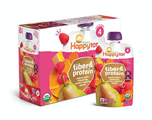 Load image into Gallery viewer, Happy Tot Organics Fiber &amp; Protein Pouch Stage 4 Pears Raspberries Butternut Squash &amp; Carrots, 4 Ounce Pouch (8 Pack)
