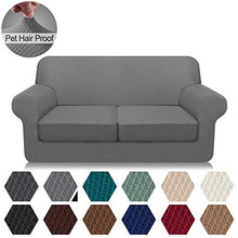 Load image into Gallery viewer, Carltina 3 Piece Thick Sofa Covers for 2 Cushion Couch High Stretch Fitted Couch Cover for Dogs Pet Non Slip Sofa Slipcover for Living Room Furniture Protector Washable (Medium, Light Gray)
