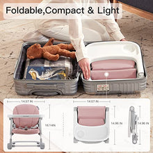 Load image into Gallery viewer, Toddler Booster Seat for Dining Table, Portable High Chair Travel Booster Seat with Aluminum Frame, Soft Knitted Cushion and Adjustable Height&amp;Tray, Easy to Clean(Pink)
