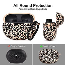 Load image into Gallery viewer, AIRSPO Case for Beats Studio Buds Silicone Floral Printed Protective Beats Studio Buds Earbuds Headphones Case Cover Skin with Keychain (Khaki/Leopard)
