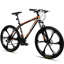 Load image into Gallery viewer, Hiland 26 Inch Mountain Bike Aluminum MTB Bicycle with 17 Inch Frame Kickstand Disc-Brake Suspension Fork Cycling Urban Commuter City Bicycle 6-Spokes Black Orange
