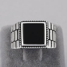 Load image into Gallery viewer, Chimoda Mens Solitaire Silver Rings 925 Sterling Men's Jewelry with Black Onyx Stone (10)
