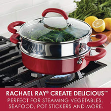Load image into Gallery viewer, Rachael Ray Create Delicious Nonstick Multi-Pot/Steamer Set, 3 Piece, Red Shimmer
