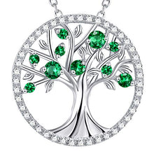 Load image into Gallery viewer, Green Emerald Jewelry May Birthstone for Women Teen Girls Birthday Gifts for Mom Wife Tree of Life Necklace Anniversary Gifts for Her Sterling Silver
