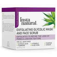 Load image into Gallery viewer, Exfoliating Glycolic Face Mask &amp; Scrub - Acne &amp; Blackhead Treatment for Brightening and Exfoliation with Turmeric &amp; Vitamin C - Natural AHA Enzyme Exfoliant for Scars &amp; Glowing Skin
