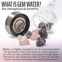 Load image into Gallery viewer, Phoenix Crystal Water bottle, a Loose Leaf Tea Infuser Bottle, double wall glass for hot and cold drinks. Natural Large Rose Quartz Crystal and Amethyst Stone. Eco-friendly &amp; relaxing gifts for women

