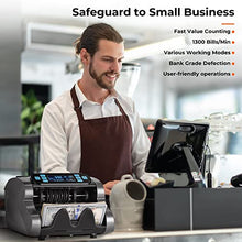 Load image into Gallery viewer, MUNBYN Money Counter Machine with Value Count, UV/MG/IR/MT/DD, USD/EUR Bill Counter, 1300 Bills/min, Add+Batch Mode, LCD Display, 2 Years Warranty
