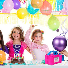 Load image into Gallery viewer, PCFING Electric Air Balloon Pump and Balloon Tying Tool in One, Portable Dual Nozzle Electric Balloon Blower Air Pump Balloons Inflator with Tying Tool on Pump for Decoration, Party and Save Time
