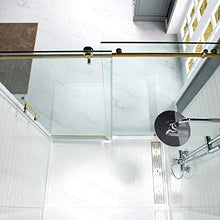 Load image into Gallery viewer, WOODBRIDGE PLUMBING_FIXTURE MBSDC4876-BG Frameless Sliding Shower, 44"-48" Width, 76" Height, 3/8" (10 mm) Clear Tempered Glass, Finish, Designed for Smooth Door Closing. Brushed Gold
