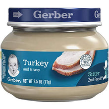 Load image into Gallery viewer, Gerber 2nd Foods Baby Food Gravy Jars, Turkey &amp; Gravy, Non-GMO Pureed Baby Food, No Artificial Flavors or Colors, 2.5-Ounce Glass Jars (Pack of 20 Jars)
