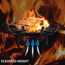 Load image into Gallery viewer, Amagabeli Fireplace Log Grate 27 inch Heavy Duty Wagon Wheel Firewood Grate for Fire Pit Fire Grates for Outdoor Kindling Tools Pit Wrought Iron Wood Stove Firewood Burning Rack Holder Black
