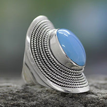 Load image into Gallery viewer, NOVICA Blue Chalcedony .925 Sterling Silver Cocktail Ring, Jaipur Skies'
