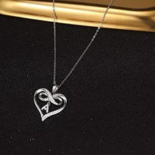 Load image into Gallery viewer, Valentine's Day Gifts for Kids Heart Necklace, Sterling Silver Infinity Initial A Necklace Valentine's Day Gifts for Girls Mom Gifts Heart Necklaces for Teen Girls Gifts Womens Jewelry for Girls
