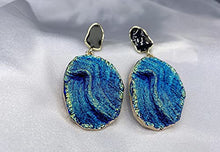 Load image into Gallery viewer, 14k Gold Plated Imitation Agate Acrylic Resin Earrings Starry Sky Dangle Earrings with Stud for Valentines/Mothers-Day, Birthday, Day,Women/Girl Gift
