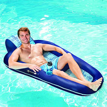Load image into Gallery viewer, Aqua Luxury Water Lounge, X-Large, Inflatable Pool Float with Headrest, Backrest &amp; Footrest, Navy/Light Blue
