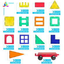 Load image into Gallery viewer, Magnetic Tiles, 60 PCS Magnetic Blocks Building Blocks for Kids, Magnet Toys for Boys Girls Toddlers Children 3 4 5 6 7 8 Year Old Educational Learning Toys Building Tiles with Car
