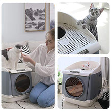 Load image into Gallery viewer, DADYPET Cat Litter Box, Hooded Kitty Litter Box Two-Door Top-Entry Front-Entry Self Cleaning Large Covered Litter Pan with Lid Scoop Gray
