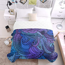 Load image into Gallery viewer, T&amp;H XHome Luxury Quilted Comforter Bedspread-Thin Soft Cozy,Blue and Purple Vine Floral Pattern Reversible Stitched Summer Lightweight Quilt Coverlet for All Season
