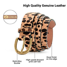 Load image into Gallery viewer, Women's Leopard Print Leather Belt for Pants Jeans Waist Belt with Alloy Buckle By LOKLIK (XS(26"-29"))
