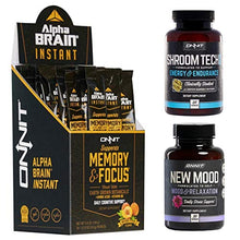 Load image into Gallery viewer, ONNIT Alpha Brain Instant + New Mood 30ct + Shroom Tech Sport 84ct Nootropic Stack
