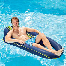 Load image into Gallery viewer, Aqua Oversized Deluxe Pool Lounger, Inflatable Pool Float, Heavy Duty, X-Large, 70”, Navy/Green/White Stripe
