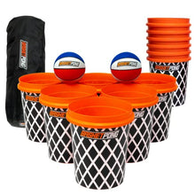 Load image into Gallery viewer, BasketPong™ Giant Yard Pong X Basket Ball Game with Durable Balls and Buckets - Outdoor Game for Lawn, Backyard and Beach - Set Includes 12 Buckets, 2 Basket Balls and a Carrying Bag
