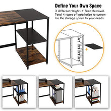 Load image into Gallery viewer, Nost &amp; Host Computer Desk with Storage Shelves and Free Large Monitor Stand, Sturdy Wooden Modern Industrial Home Office PC Laptop Study Writing Table Workstation, 47.2 inches, Rustic Brown and Black
