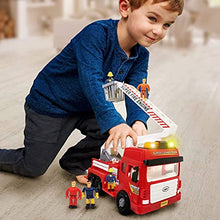 Load image into Gallery viewer, Toy Fire Truck with Lights and Sounds - 4 Sirens - Big Folding Ladder - Powerful Friction Wheels - Large Red Play Fire Engine Firetruck for Kids Toddlers Boys &amp; Girls - Bonus: 5 Toy Figures
