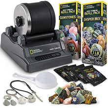 Load image into Gallery viewer, NATIONAL GEOGRAPHIC Hobby Rock Tumbler Kit - Rock Polisher for Kids &amp; Adults, Noise-Reduced Barrel, Grit, 2.5 Pounds Raw Gemstone &amp; Jasper Mix, Great STEM Hobby Kit
