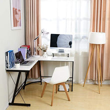 Load image into Gallery viewer, L Shaped Desk Home Office Corner Desk,Gaming Computer Desk,PC Latop Study Writing Table Workstation with Large Monitor Stand,White,50.8"
