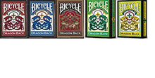 Load image into Gallery viewer, Set of 5 Bicycle Dragon Back Playing Card Decks Red, Blue, Gold, Yellow &amp; Green
